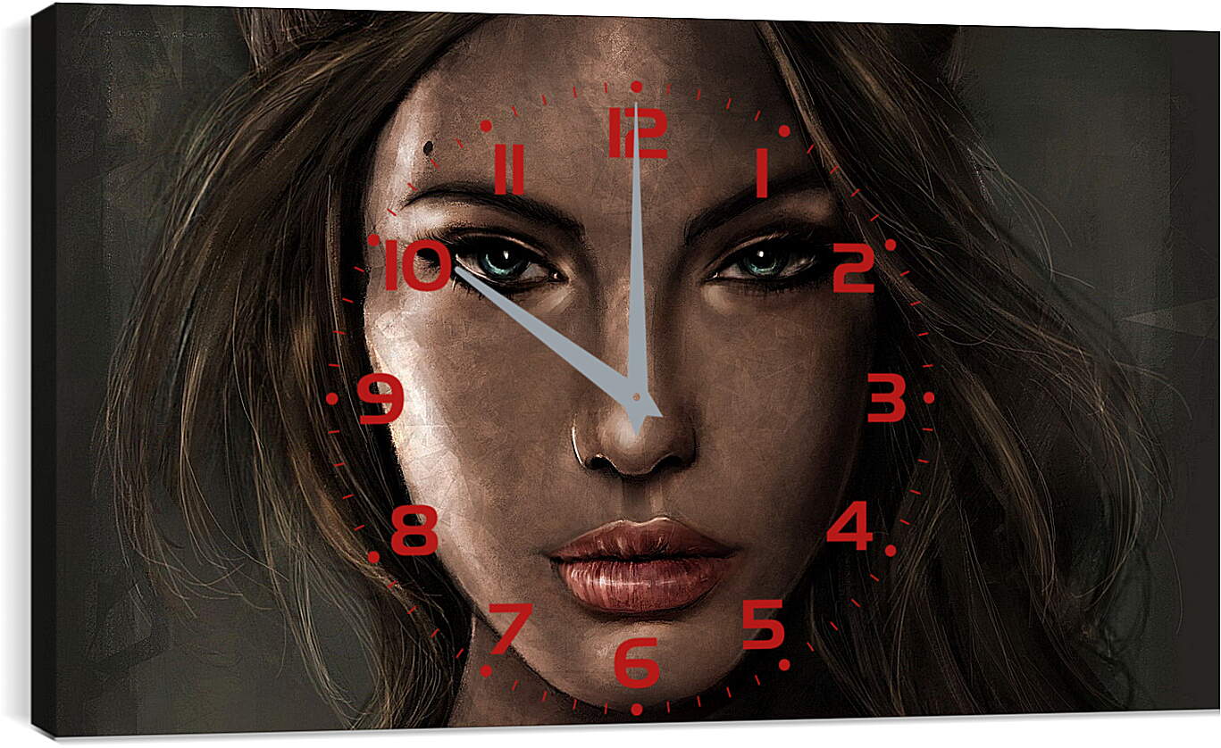 Часы картина - lara croft, tomb raider, face