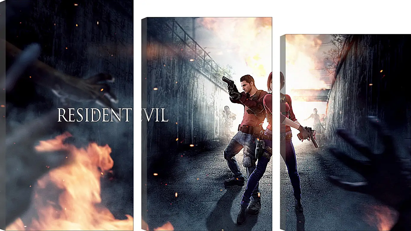 Модульная картина - resident evil, claire redfield, chris redfield
