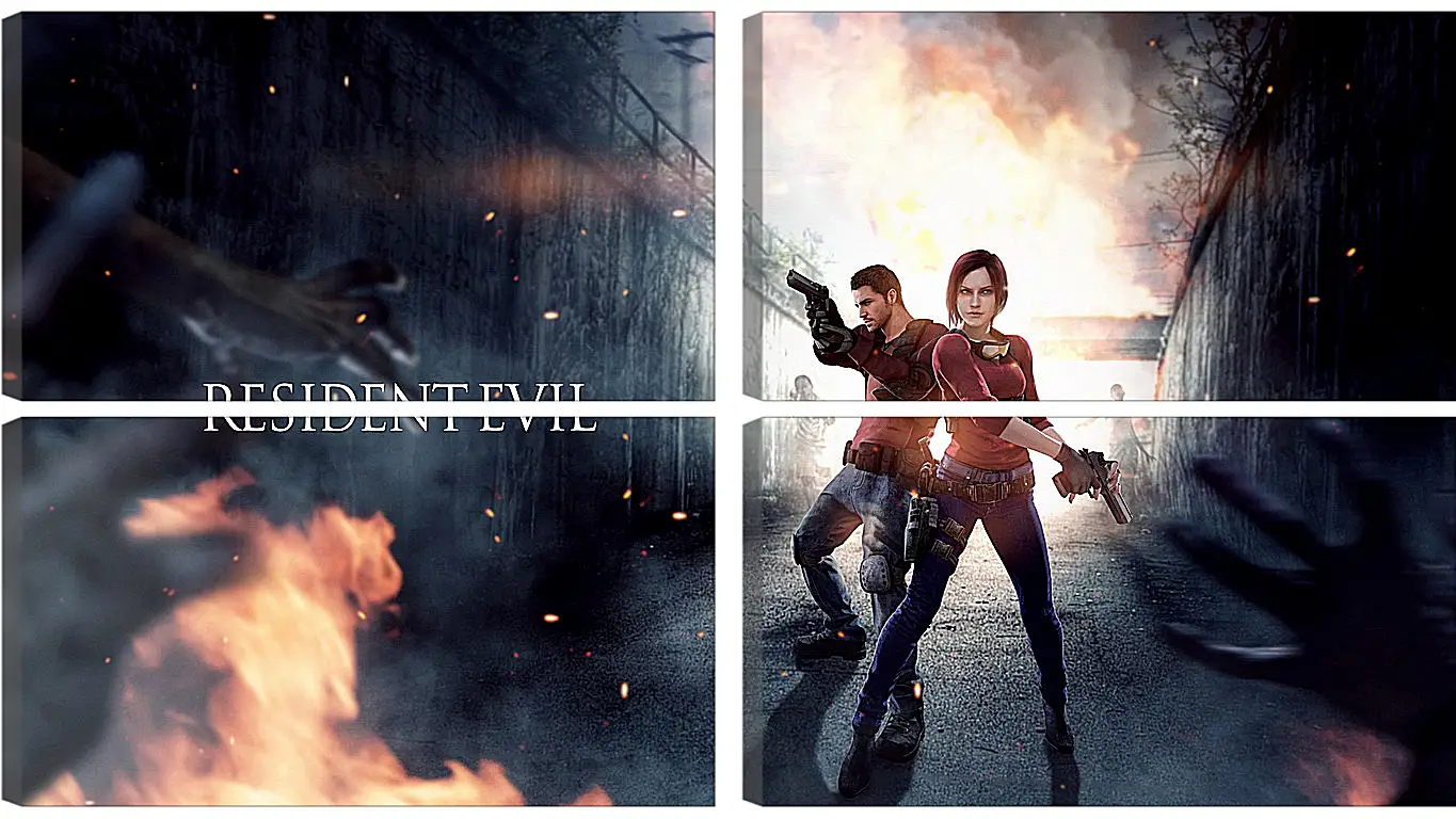 Модульная картина - resident evil, claire redfield, chris redfield
