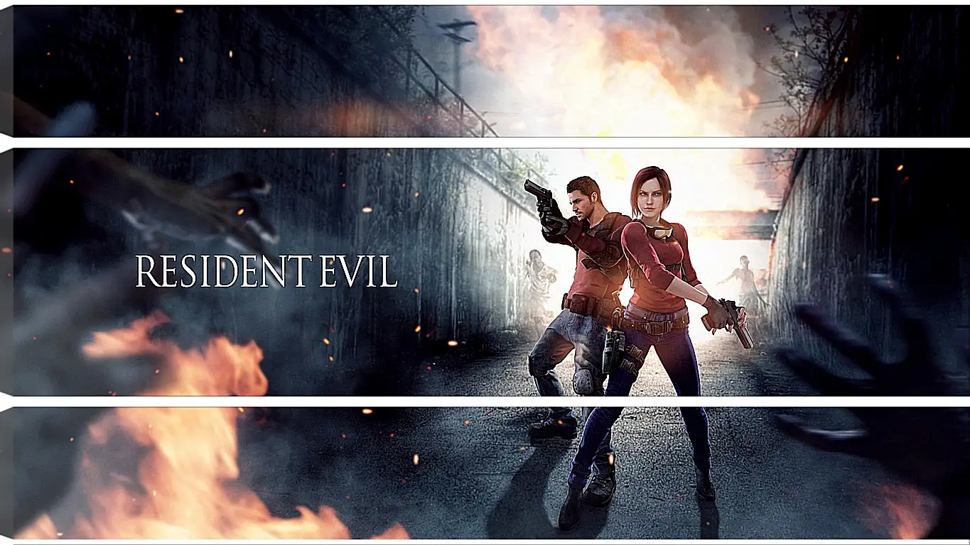 Модульная картина - resident evil, claire redfield, chris redfield
