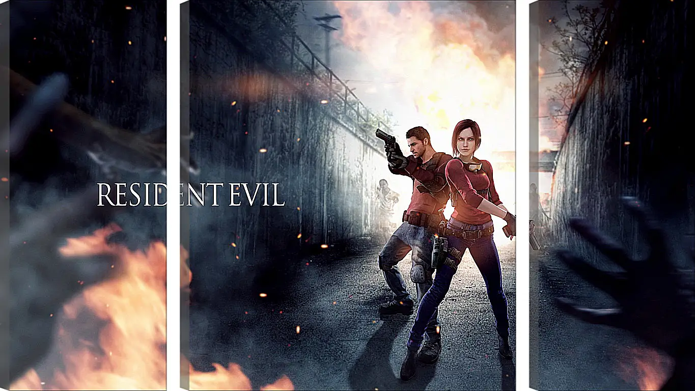 Модульная картина - resident evil, claire redfield, chris redfield
