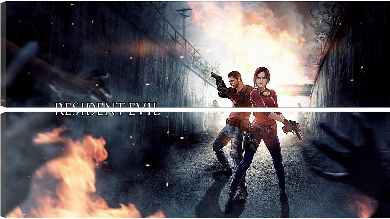 Модульная картина - resident evil, claire redfield, chris redfield
