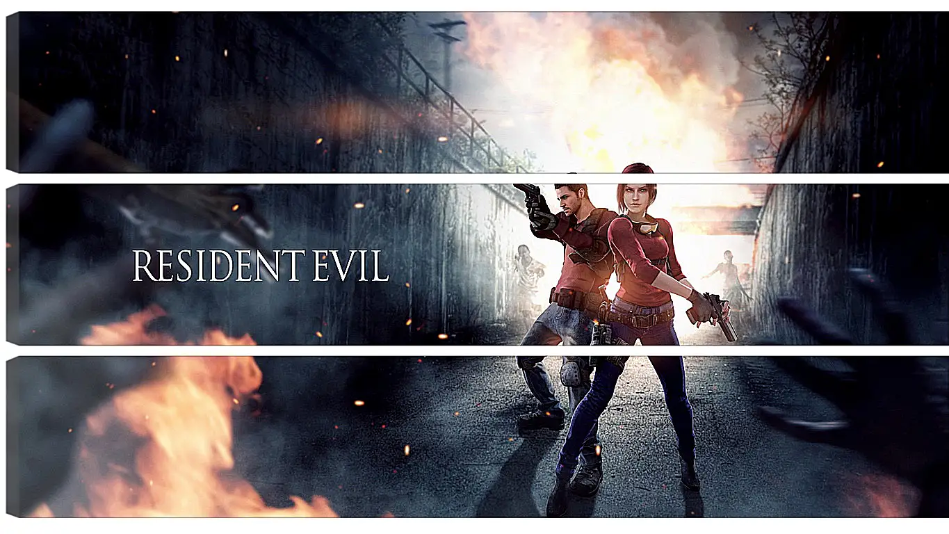 Модульная картина - resident evil, claire redfield, chris redfield
