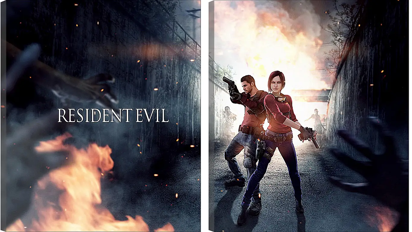 Модульная картина - resident evil, claire redfield, chris redfield
