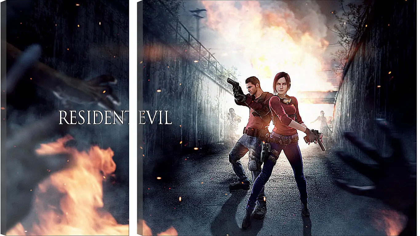 Модульная картина - resident evil, claire redfield, chris redfield
