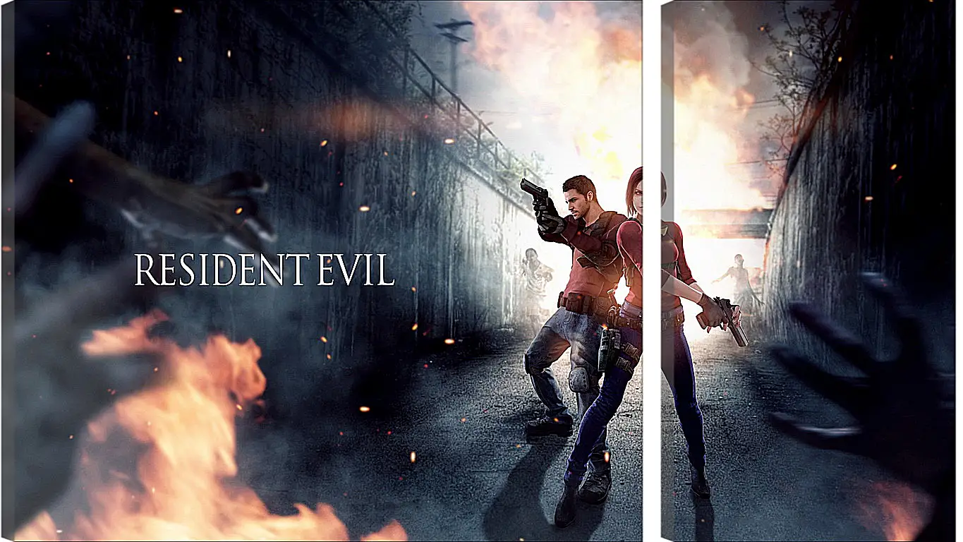 Модульная картина - resident evil, claire redfield, chris redfield
