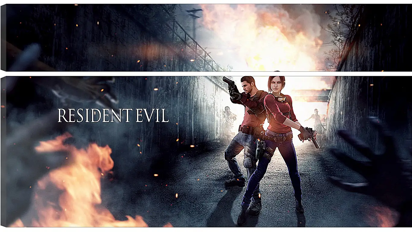 Модульная картина - resident evil, claire redfield, chris redfield
