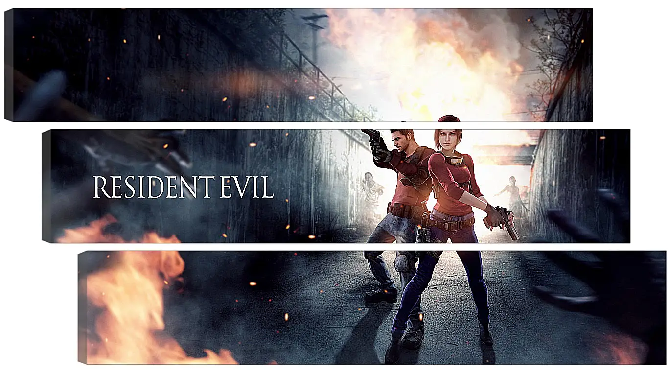 Модульная картина - resident evil, claire redfield, chris redfield
