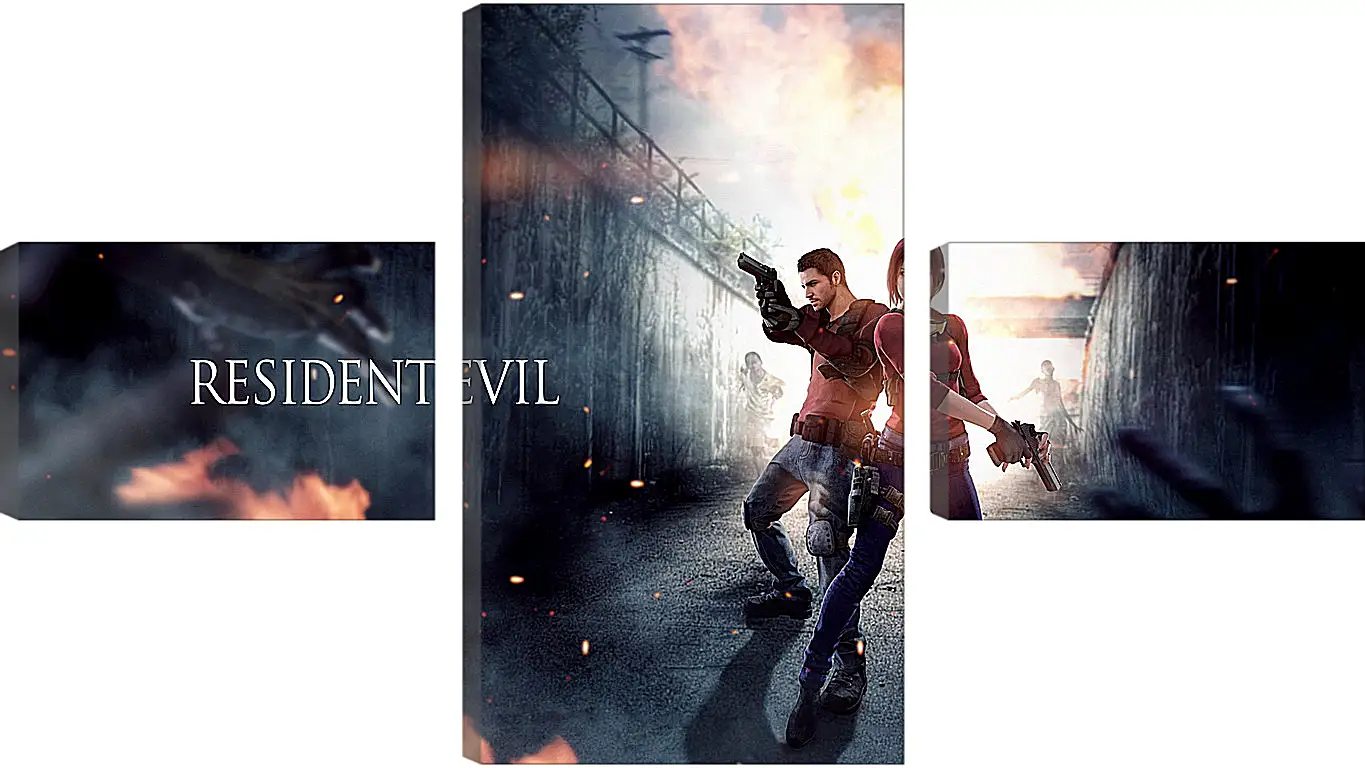 Модульная картина - resident evil, claire redfield, chris redfield
