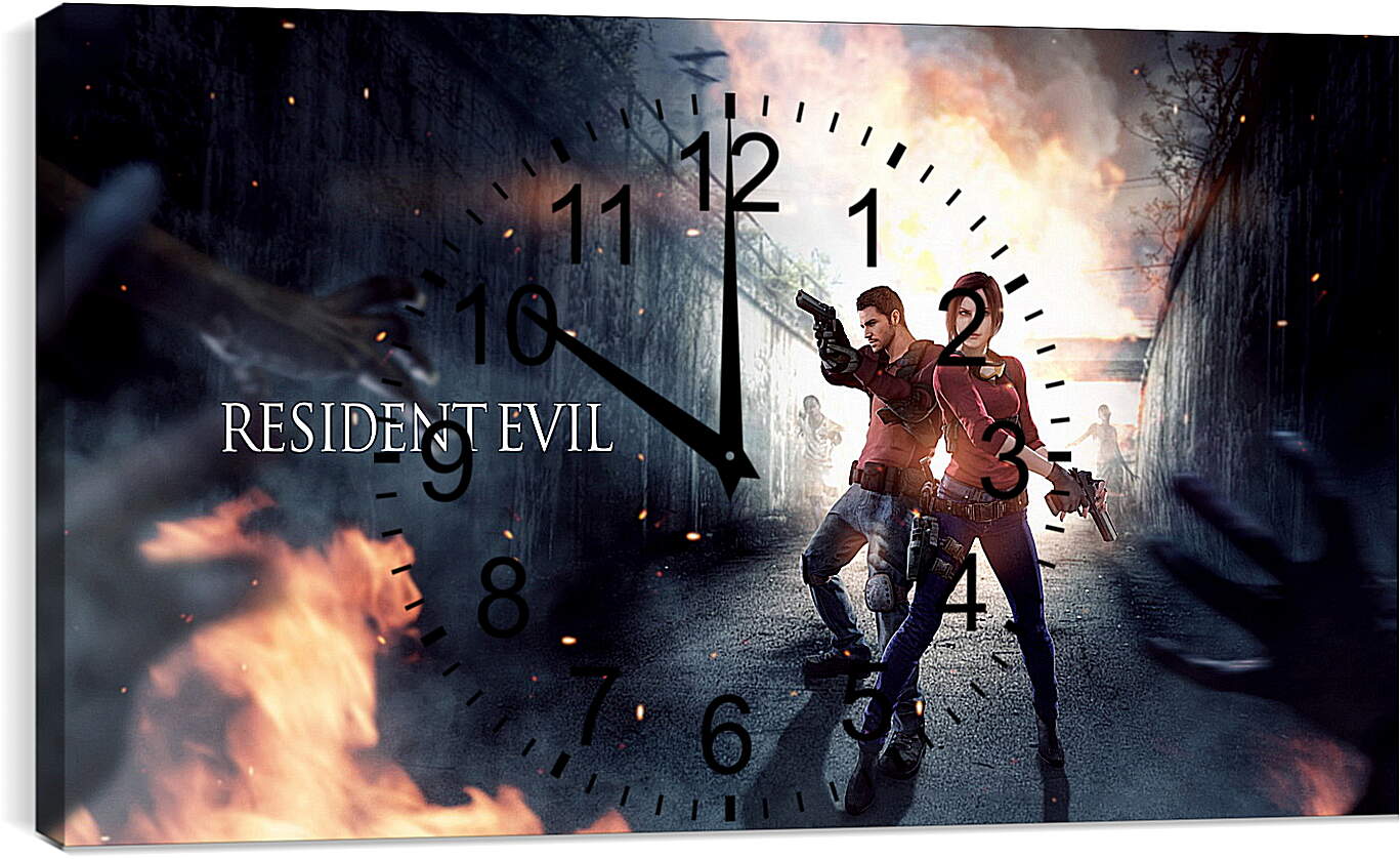 Часы картина - resident evil, claire redfield, chris redfield
