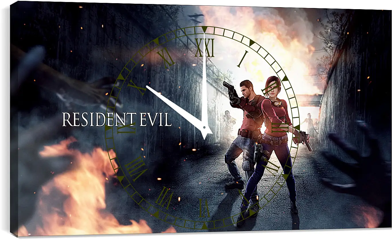 Часы картина - resident evil, claire redfield, chris redfield
