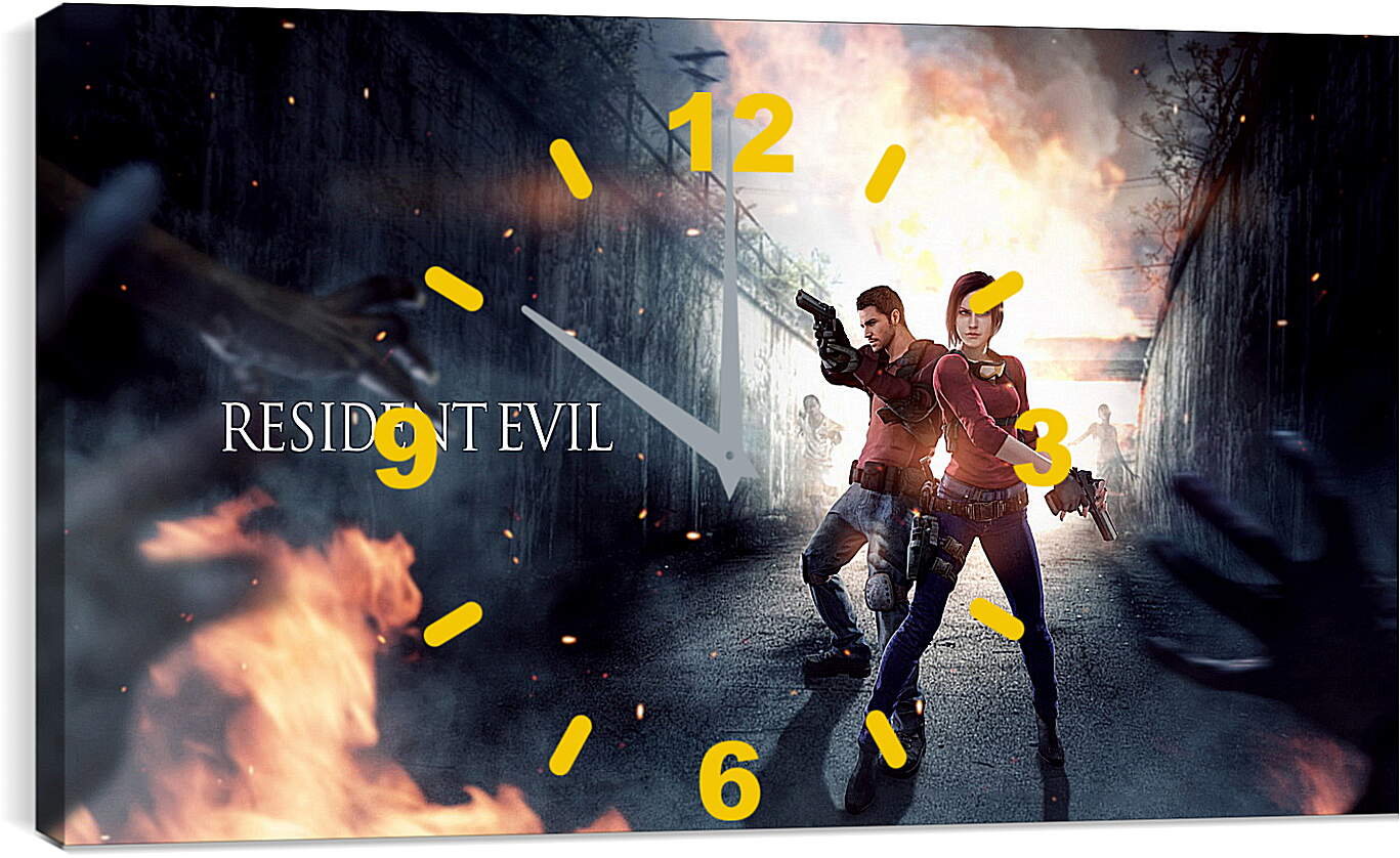 Часы картина - resident evil, claire redfield, chris redfield
