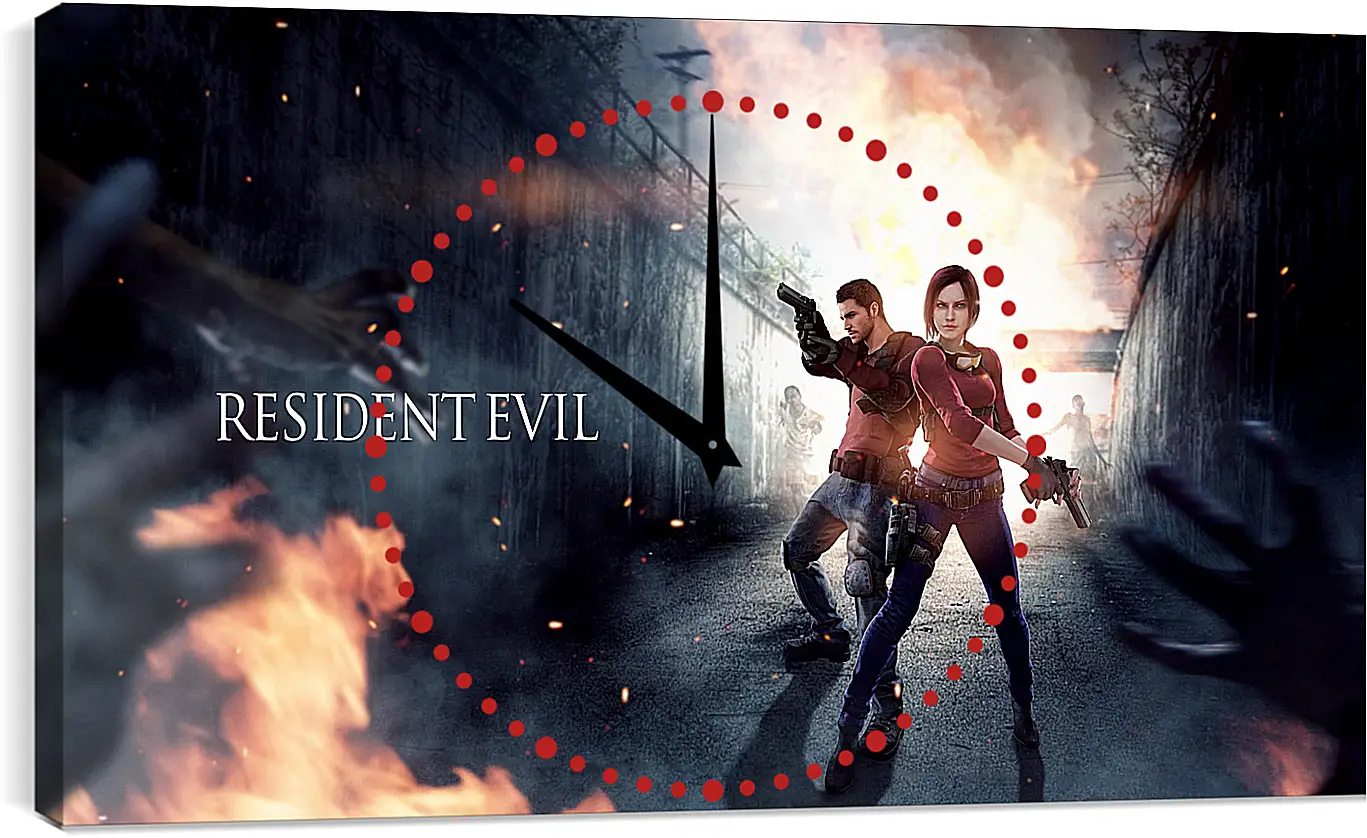 Часы картина - resident evil, claire redfield, chris redfield
