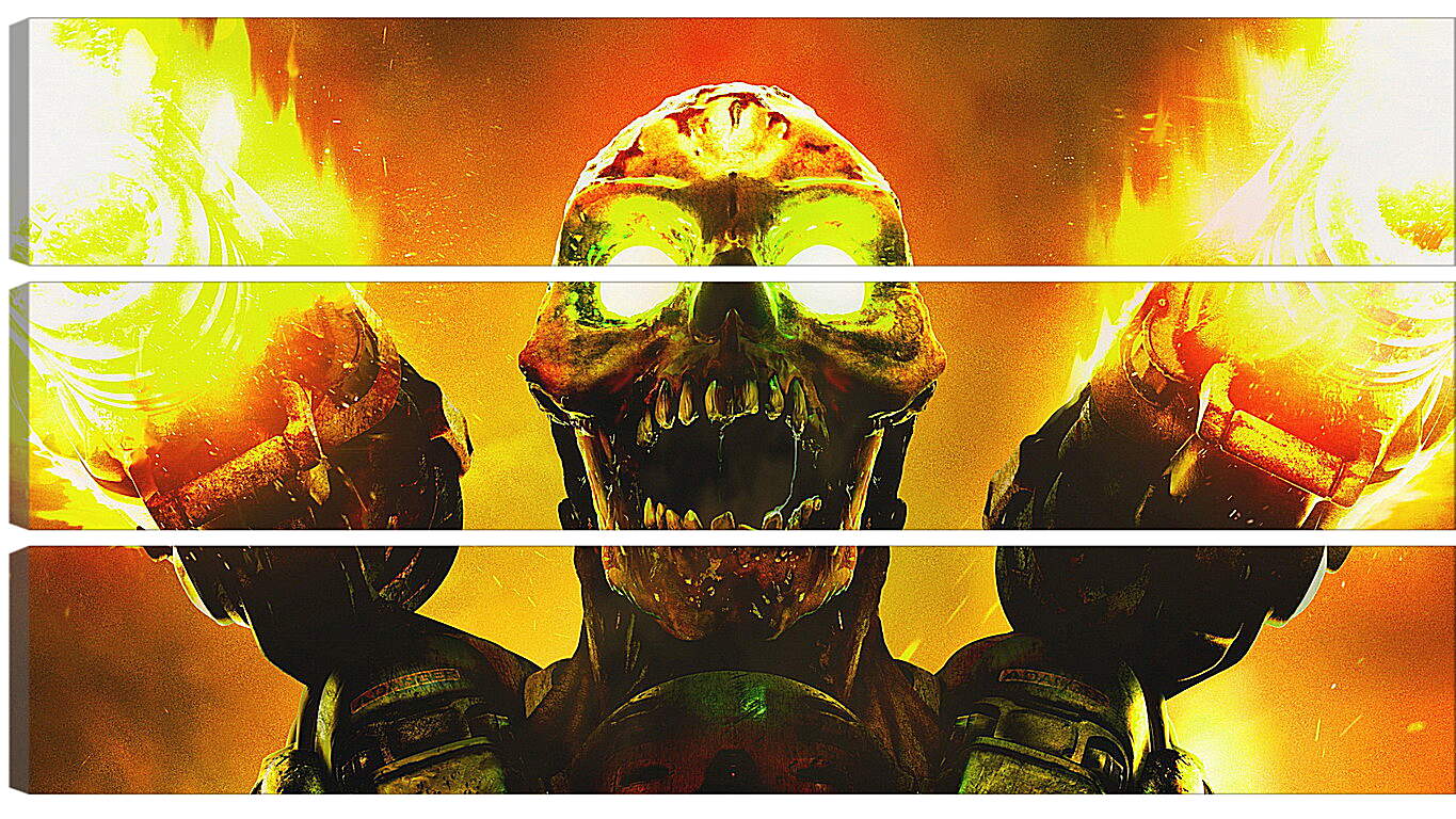 Модульная картина - doom, skull, fire
