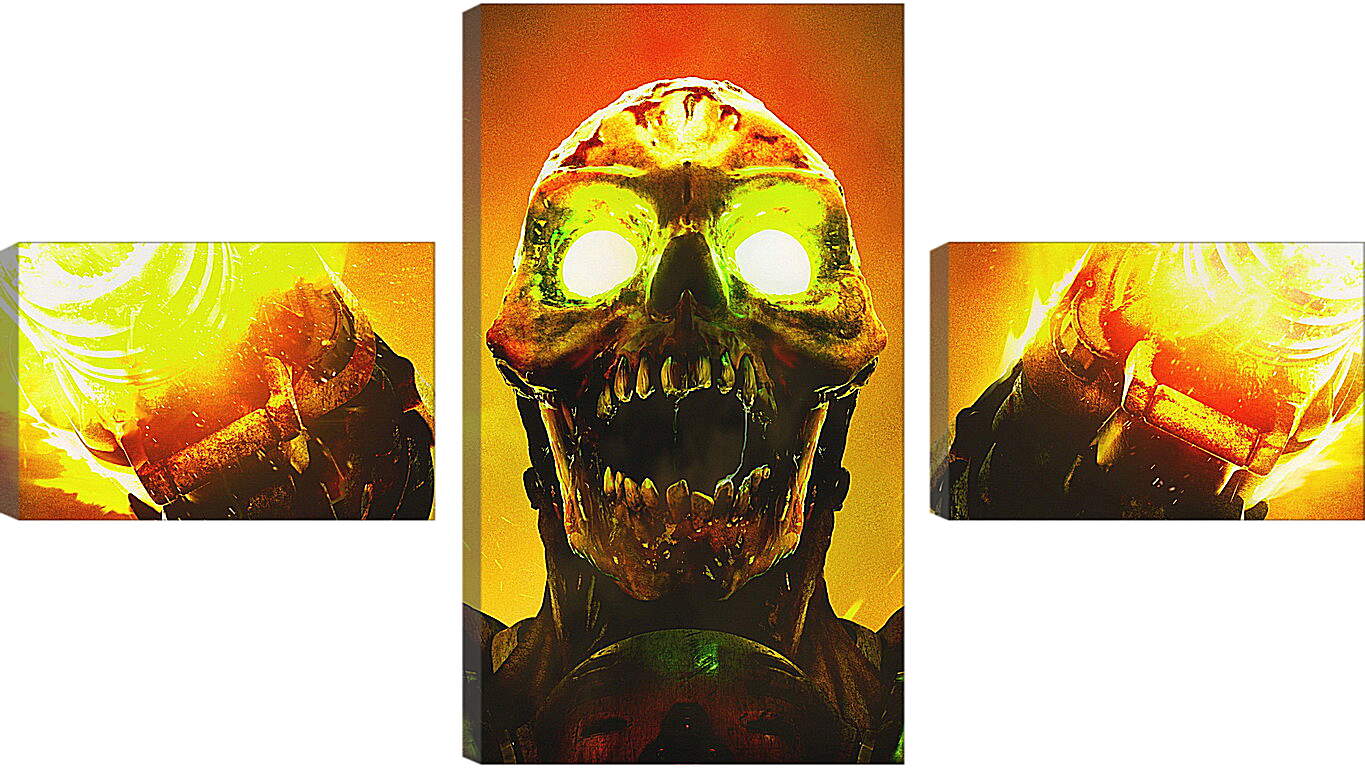 Модульная картина - doom, skull, fire
