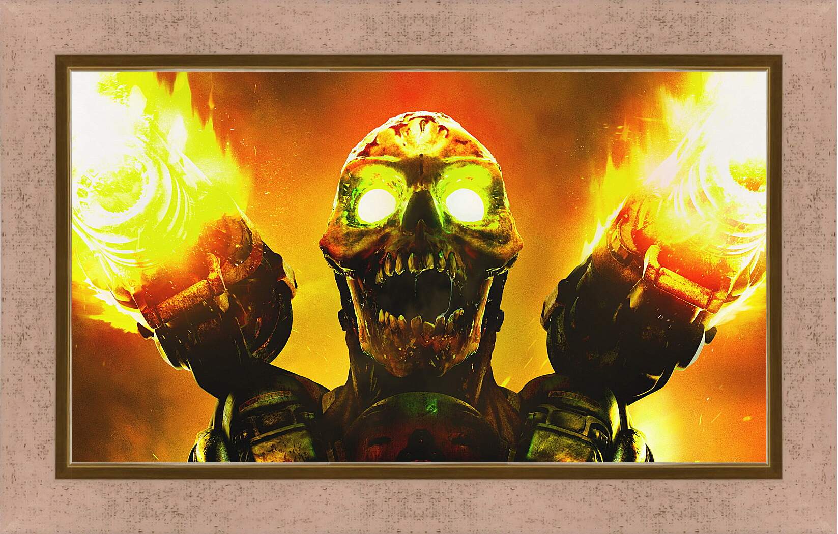 Картина в раме - doom, skull, fire
