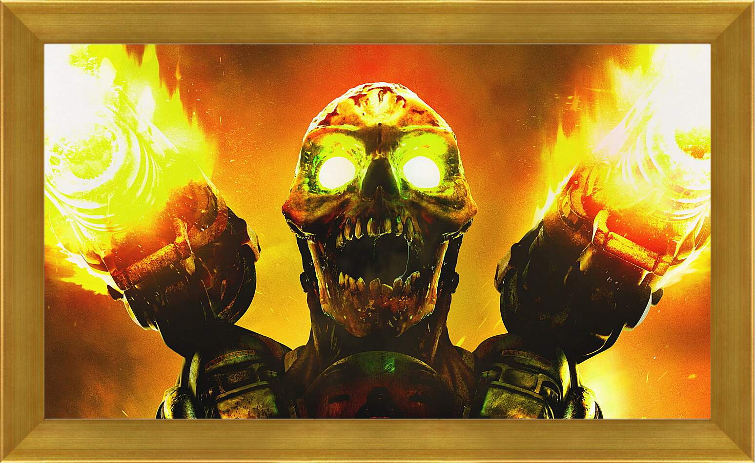 Картина в раме - doom, skull, fire
