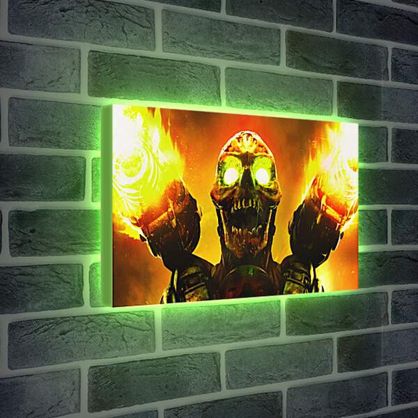 Лайтбокс световая панель - doom, skull, fire
