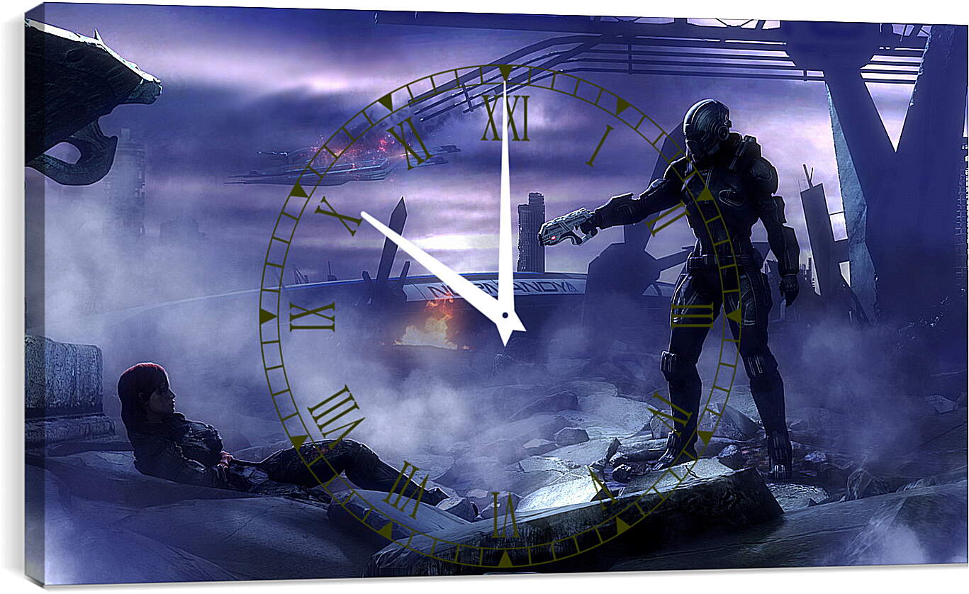 Часы картина - mass effect, ruins, spacecraft

