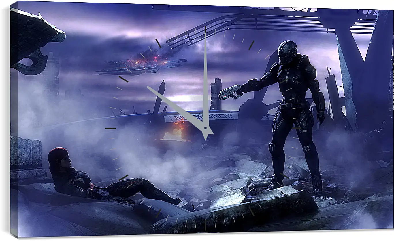 Часы картина - mass effect, ruins, spacecraft
