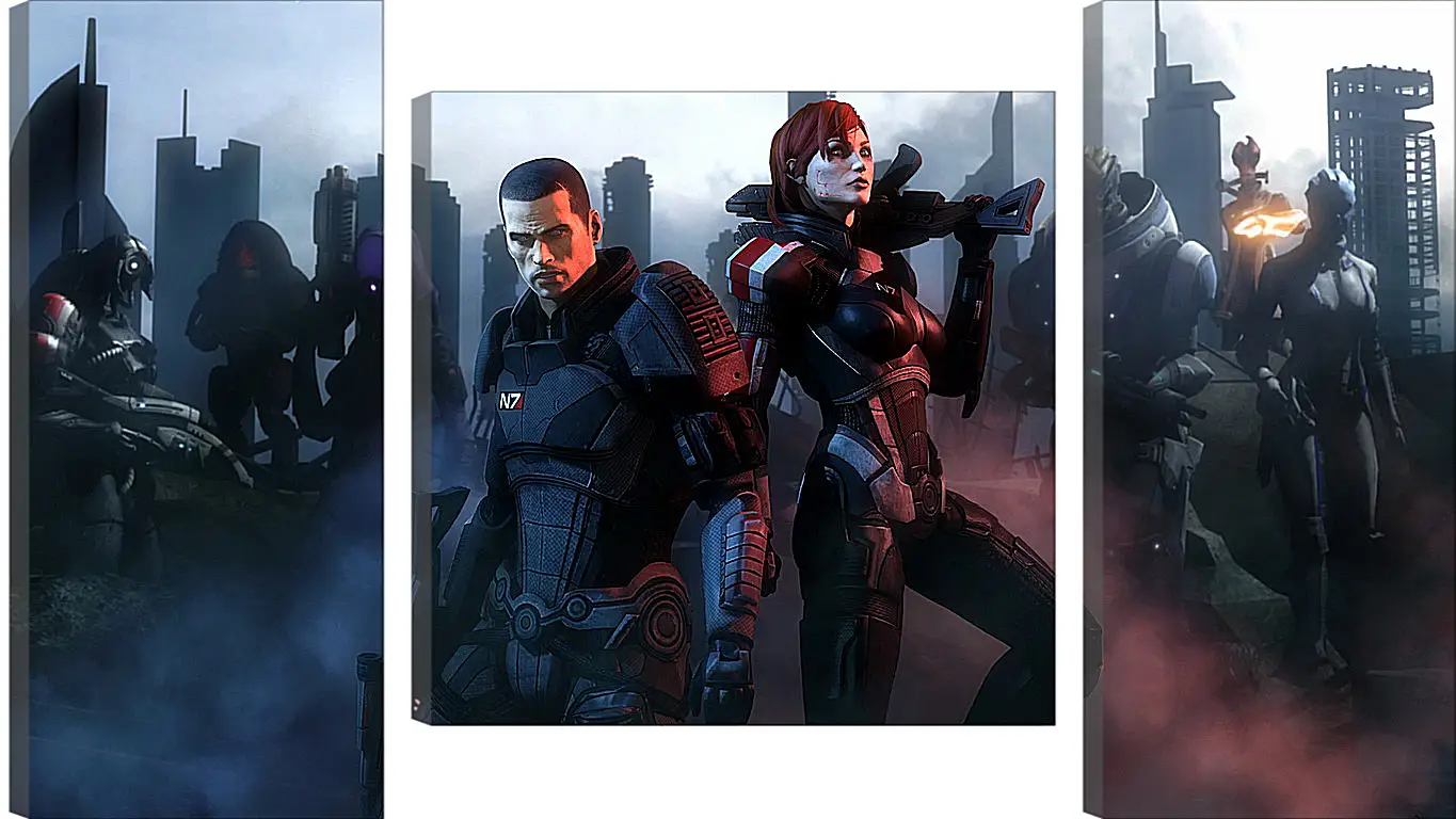 Модульная картина - mass effect, shepard, garrus vakarian
