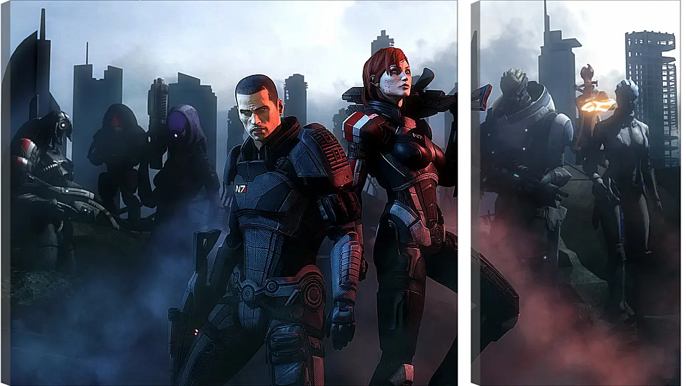 Модульная картина - mass effect, shepard, garrus vakarian
