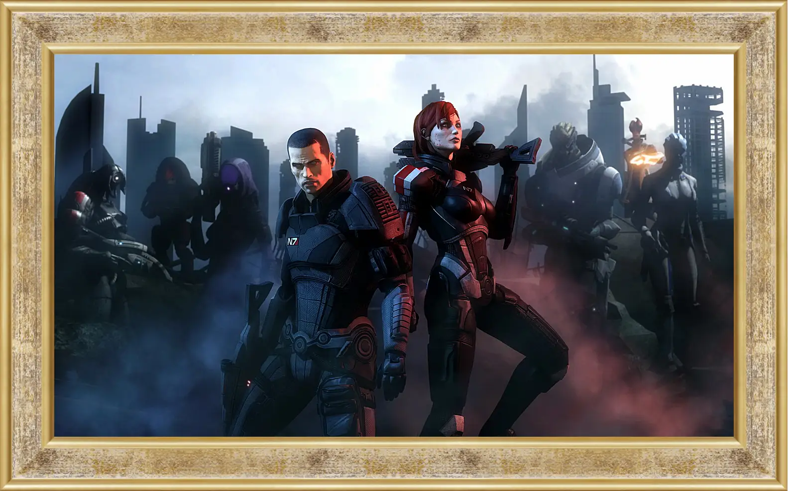 Картина в раме - mass effect, shepard, garrus vakarian
