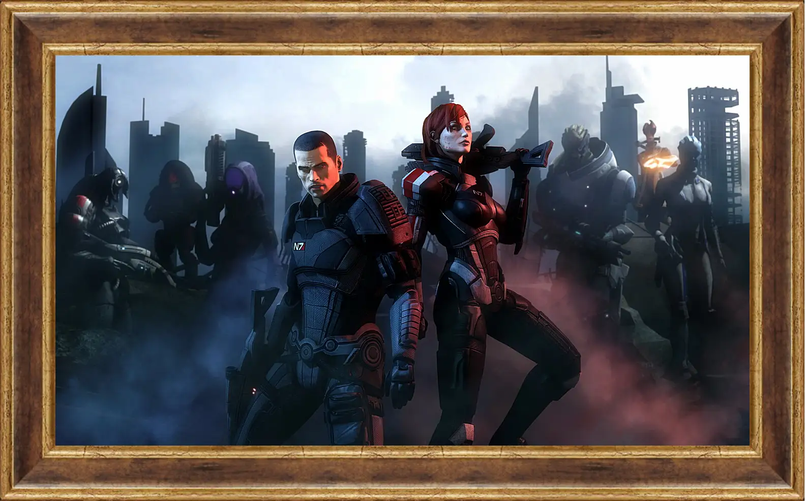 Картина в раме - mass effect, shepard, garrus vakarian
