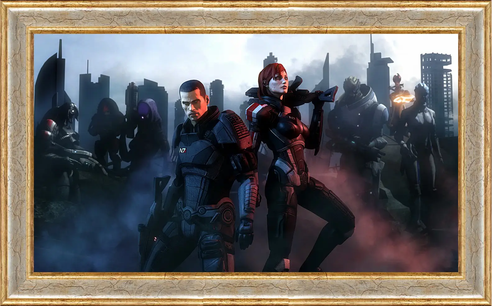 Картина в раме - mass effect, shepard, garrus vakarian
