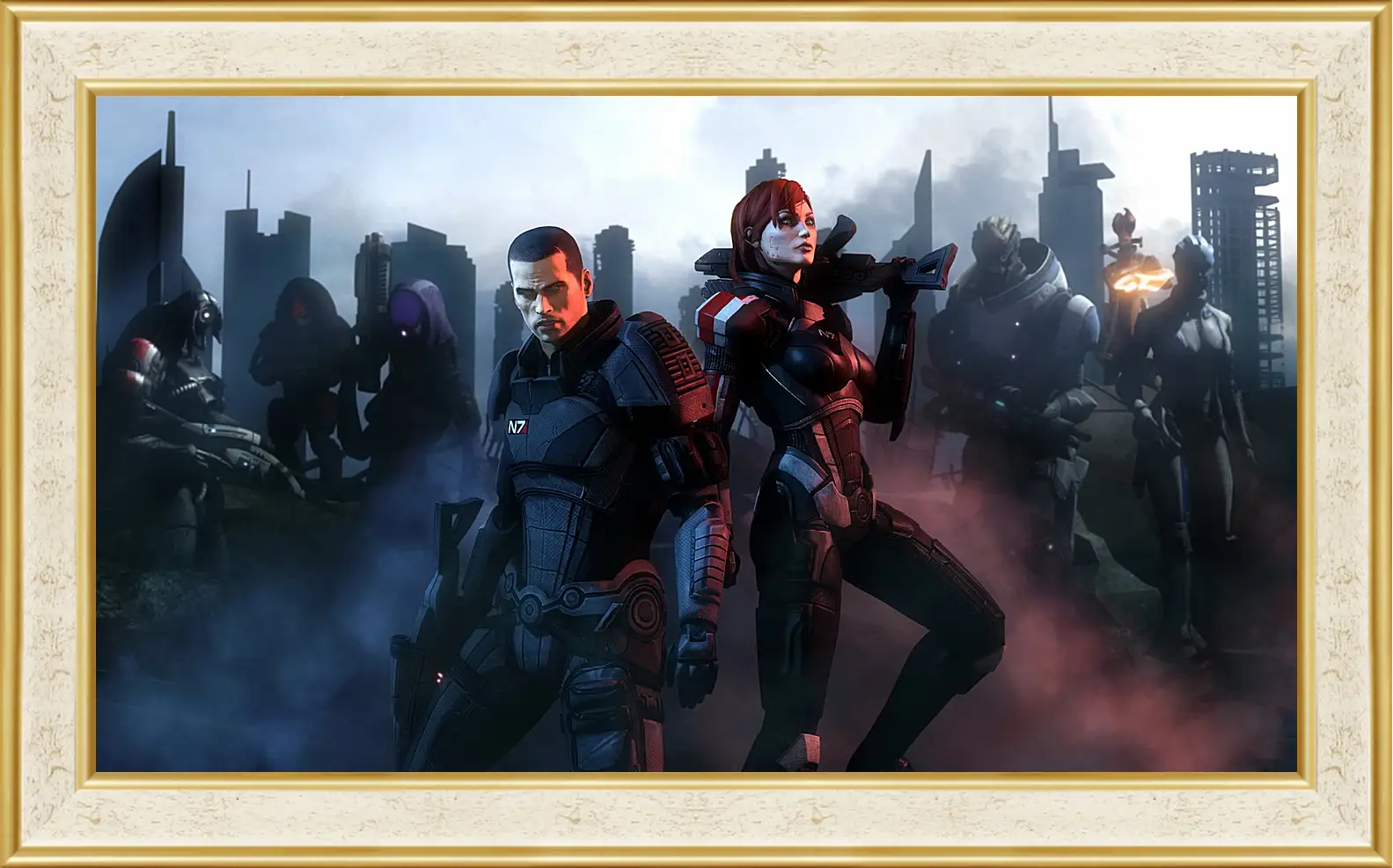 Картина в раме - mass effect, shepard, garrus vakarian
