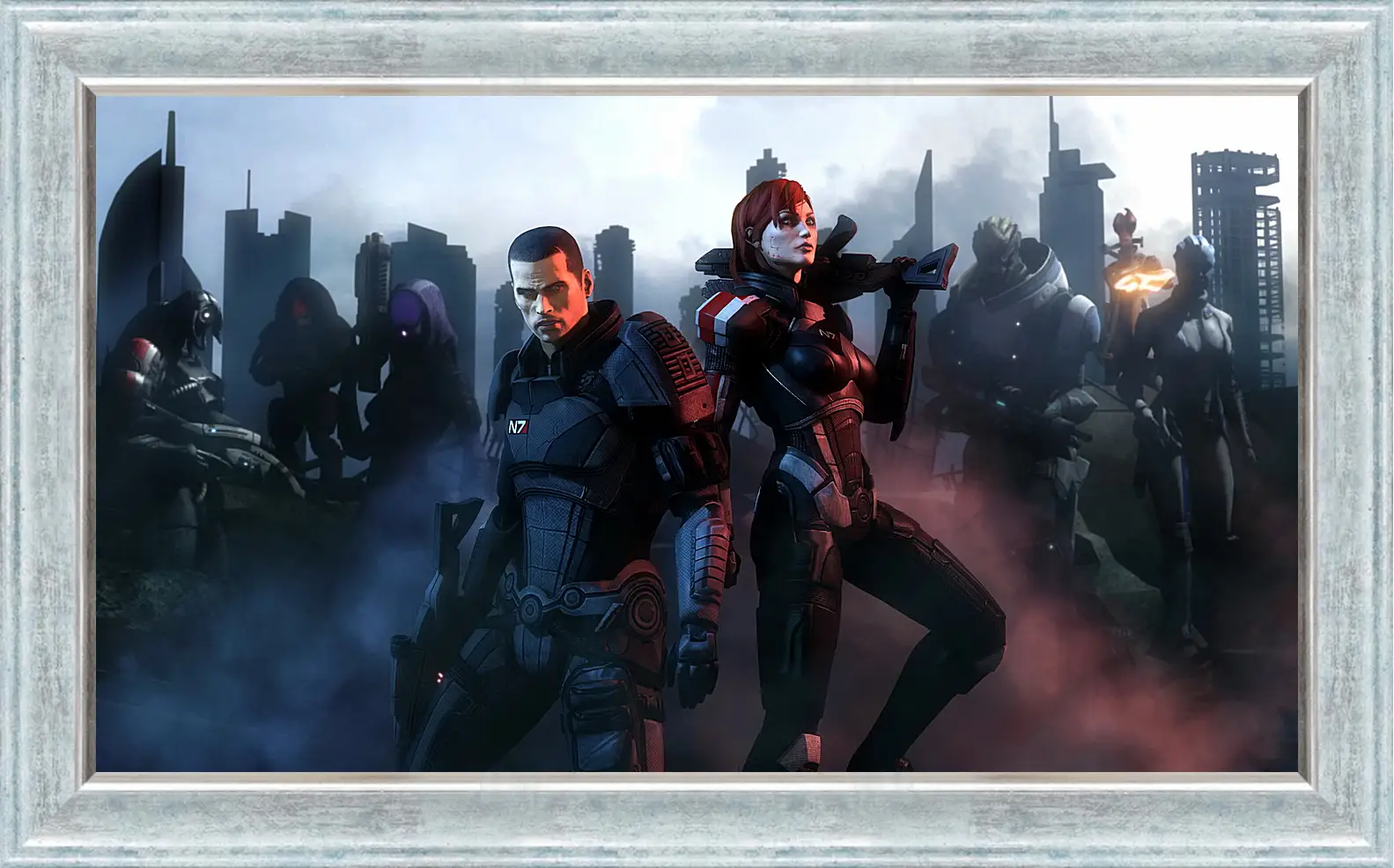 Картина в раме - mass effect, shepard, garrus vakarian
