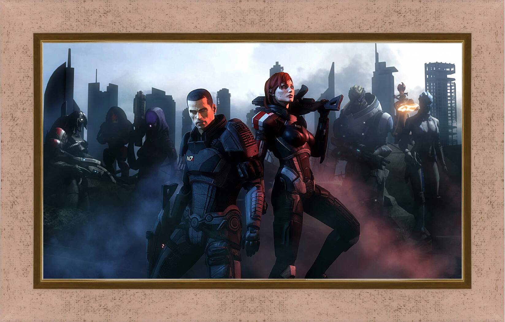 Картина в раме - mass effect, shepard, garrus vakarian
