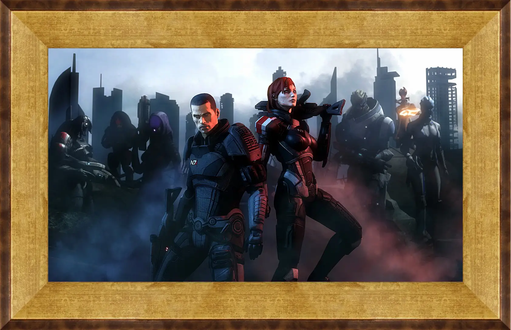 Картина в раме - mass effect, shepard, garrus vakarian
