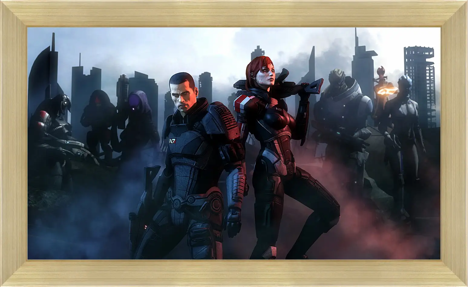 Картина в раме - mass effect, shepard, garrus vakarian
