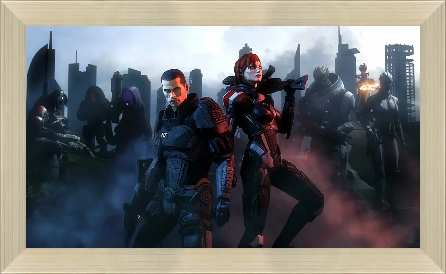 Картина в раме - mass effect, shepard, garrus vakarian
