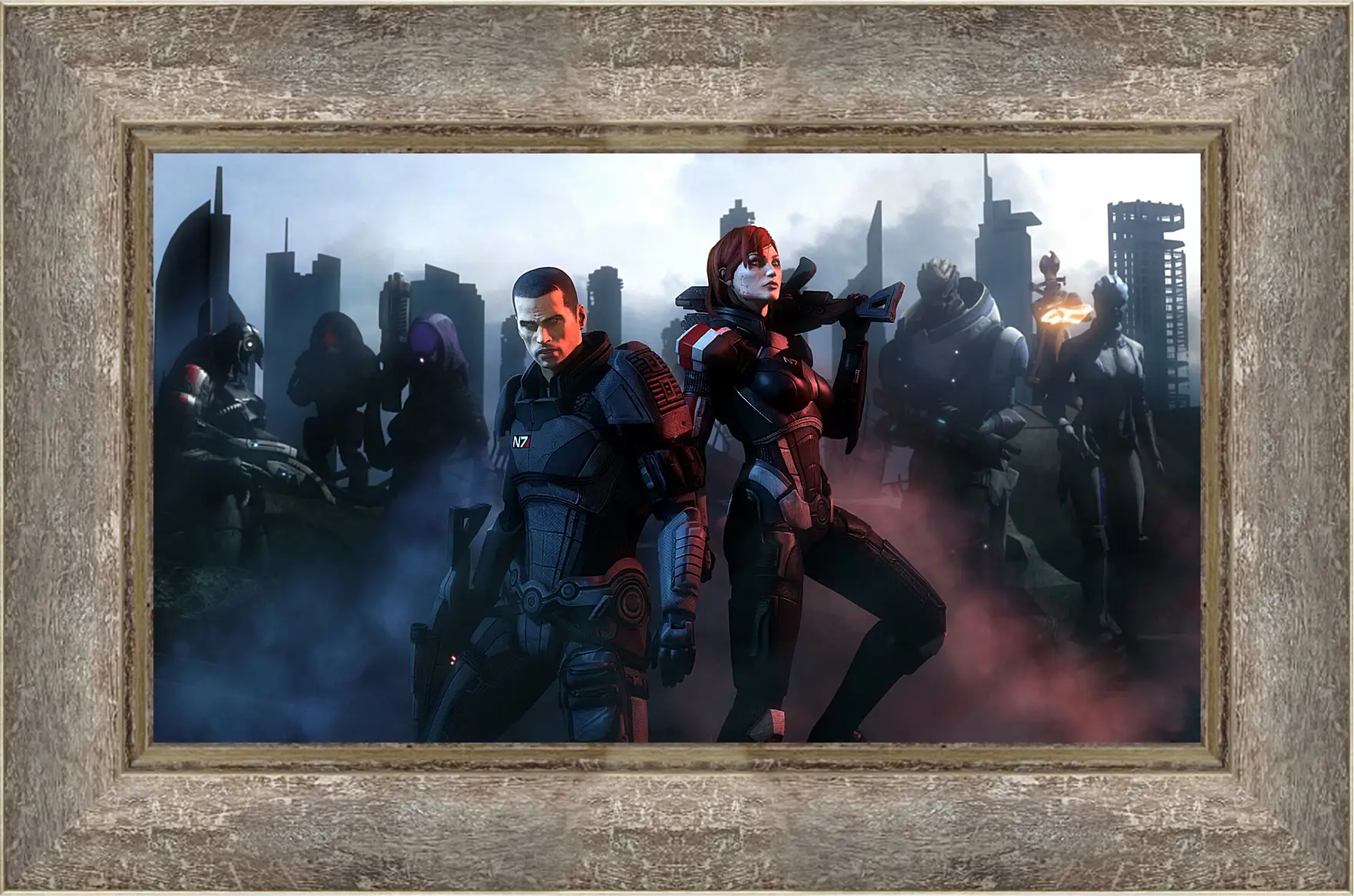 Картина в раме - mass effect, shepard, garrus vakarian
