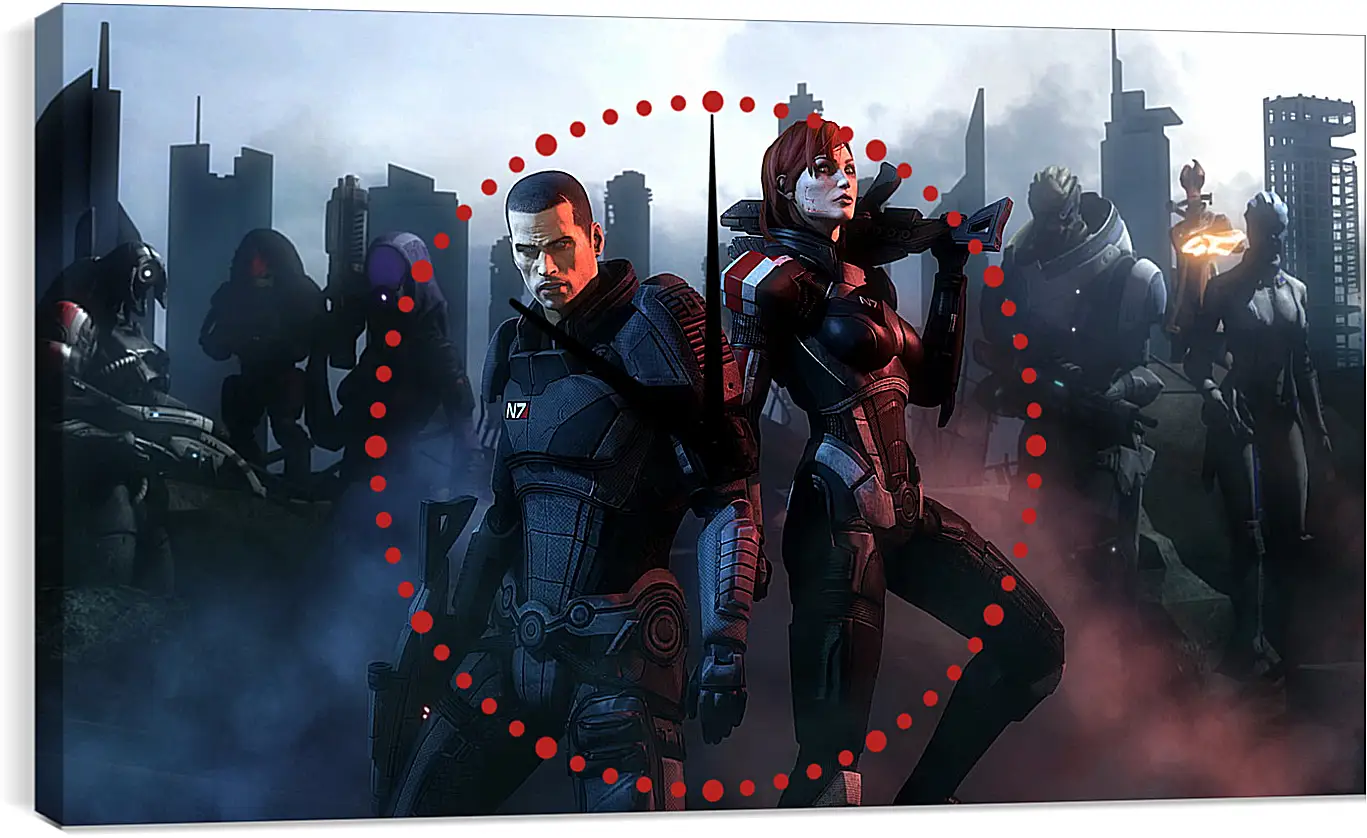 Часы картина - mass effect, shepard, garrus vakarian
