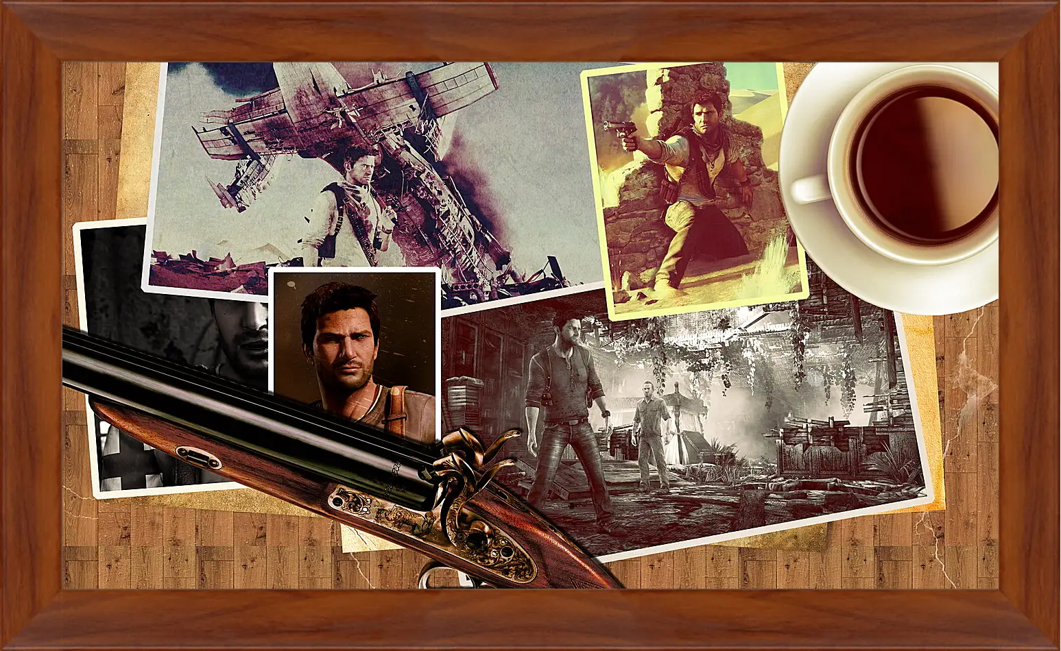 Картина в раме - uncharted, pistol, cup