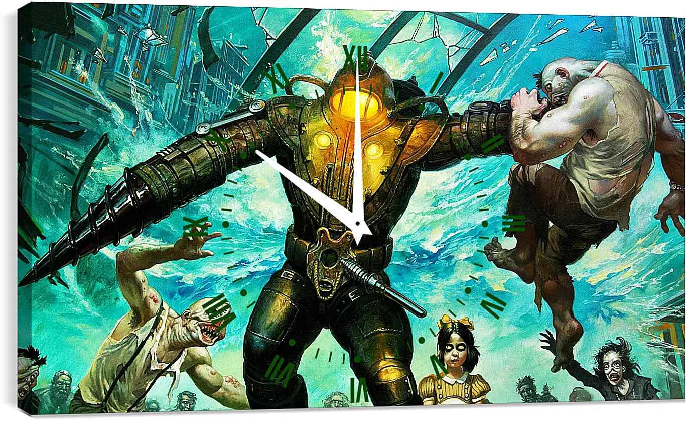 Часы картина - bioshock, big daddy, little sister
