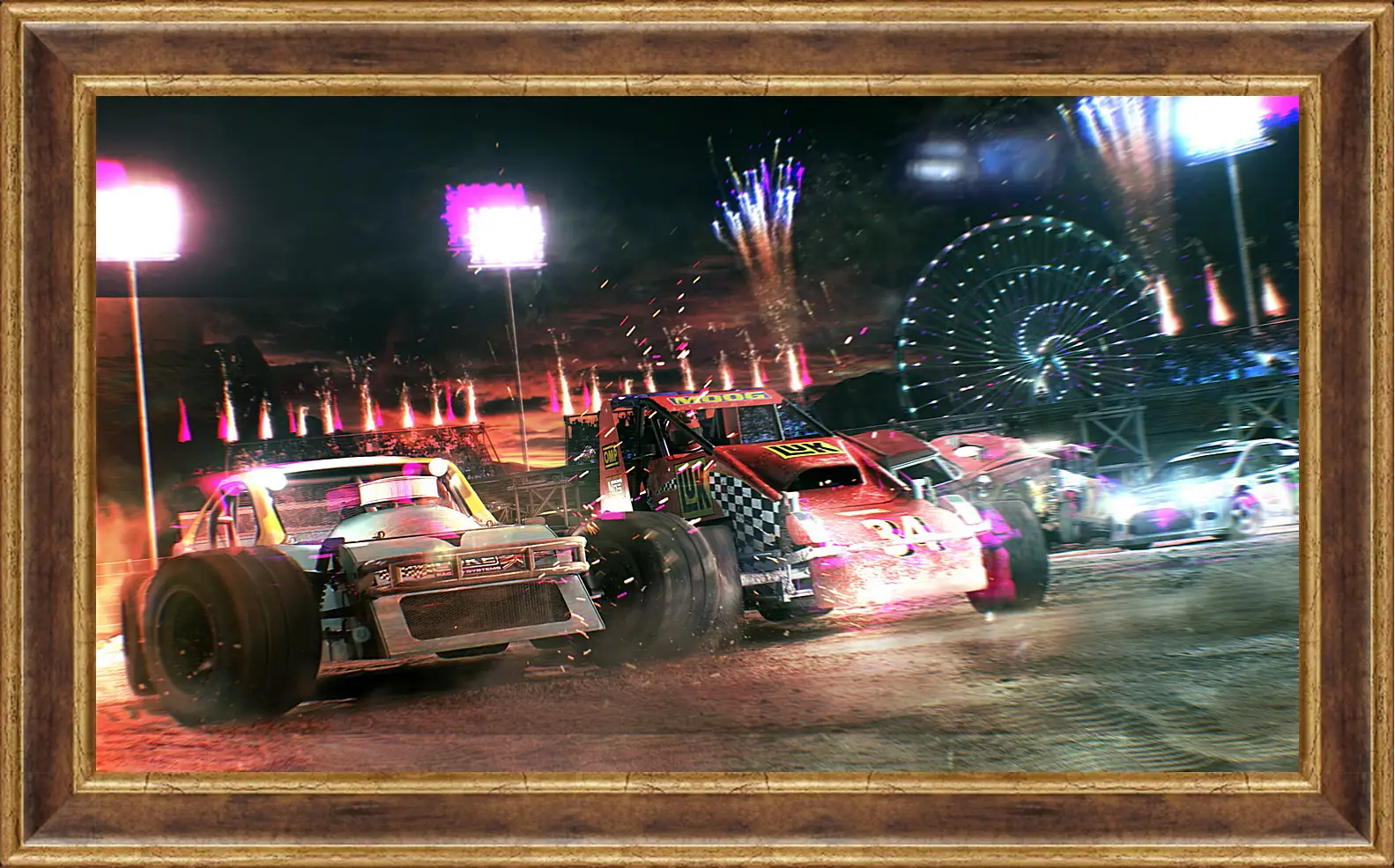 Картина в раме - dirt showdown, car, road
