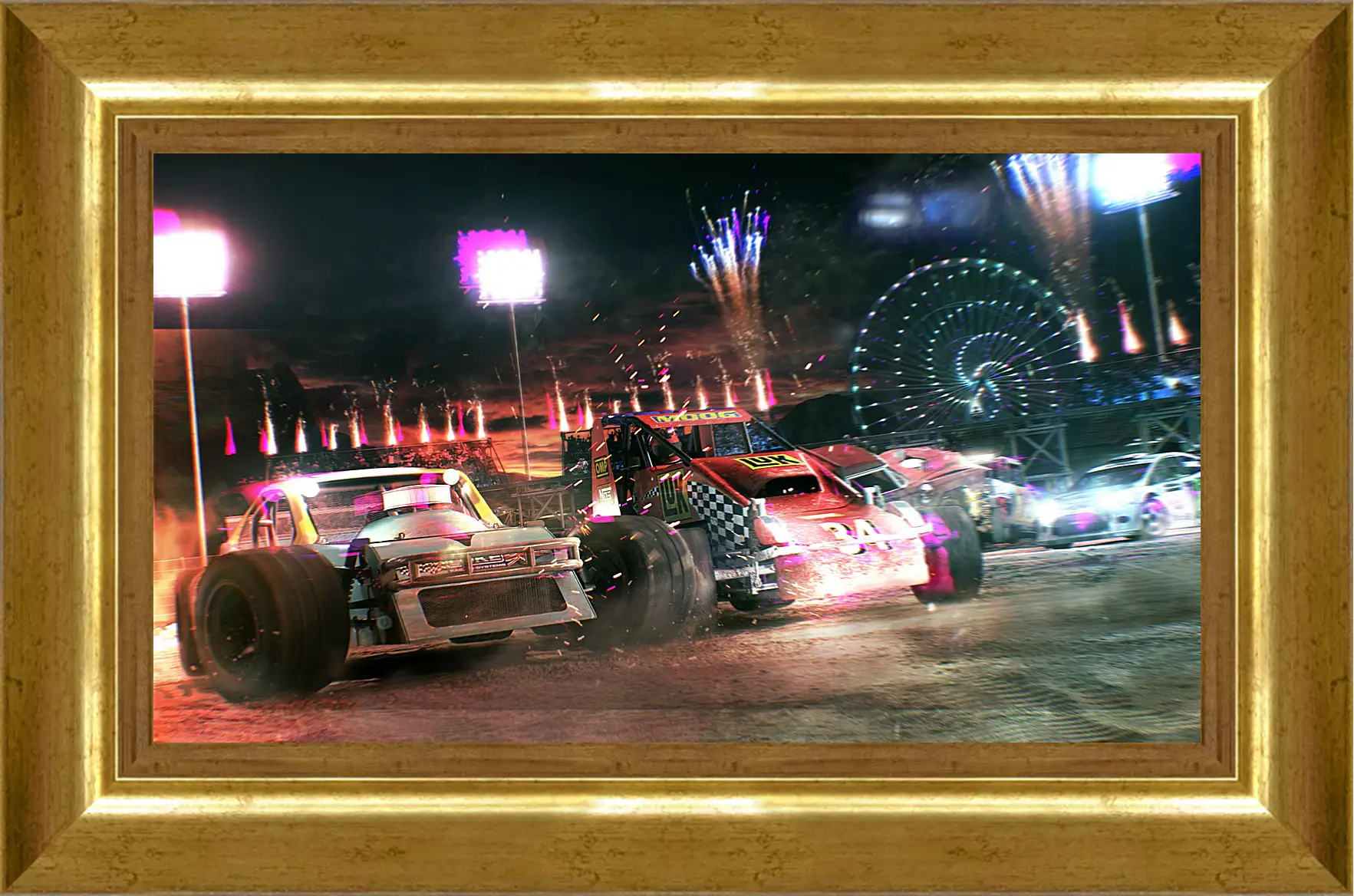 Картина в раме - dirt showdown, car, road
