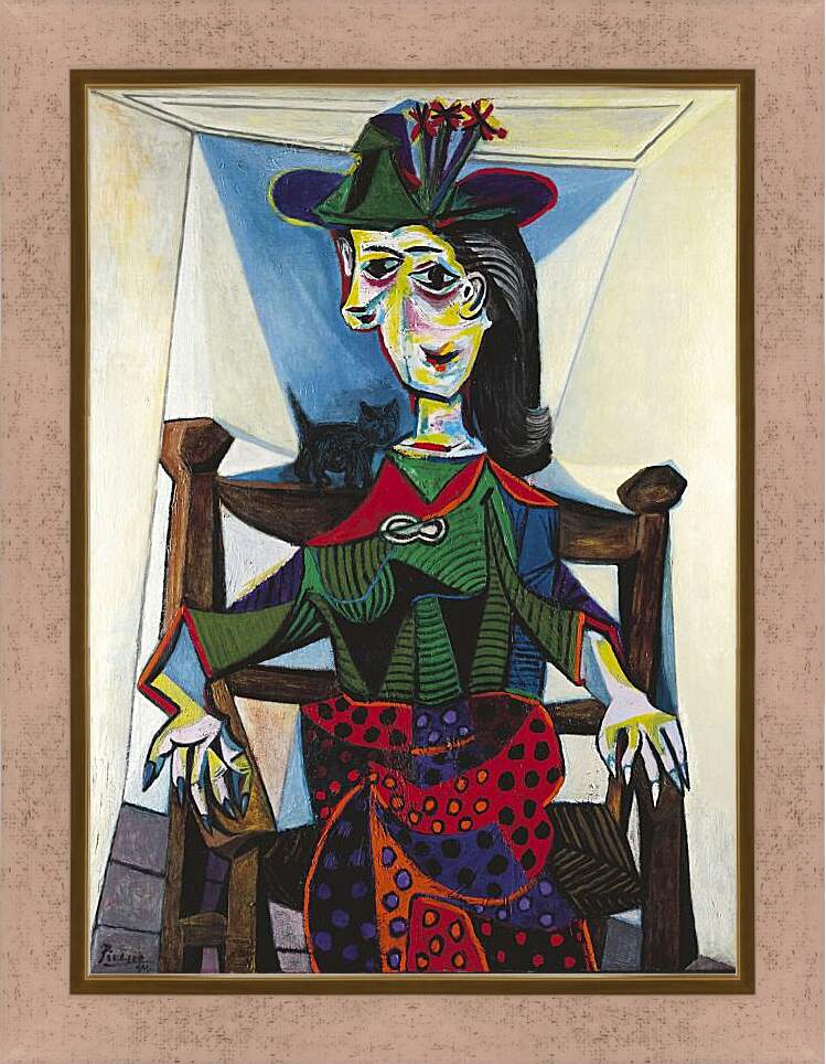 Картина в раме - Дора Маар с кошкой. Пабло Пикассо
