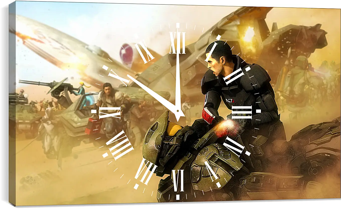 Часы картина - mass effect, shepard, halo
