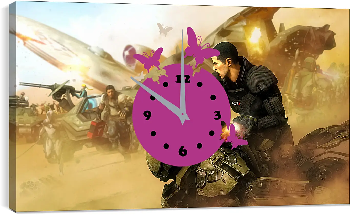 Часы картина - mass effect, shepard, halo
