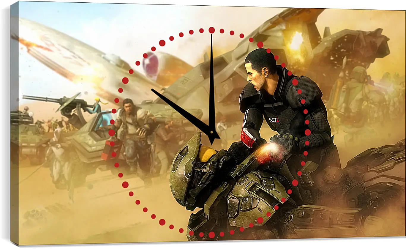 Часы картина - mass effect, shepard, halo
