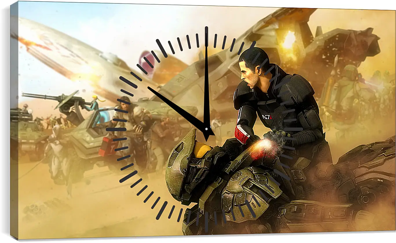 Часы картина - mass effect, shepard, halo
