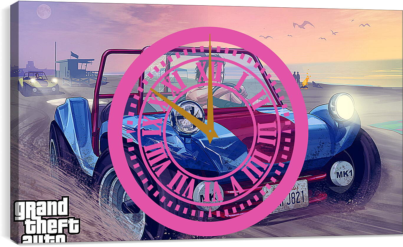 Часы картина - grand theft auto v, gta online, beach
