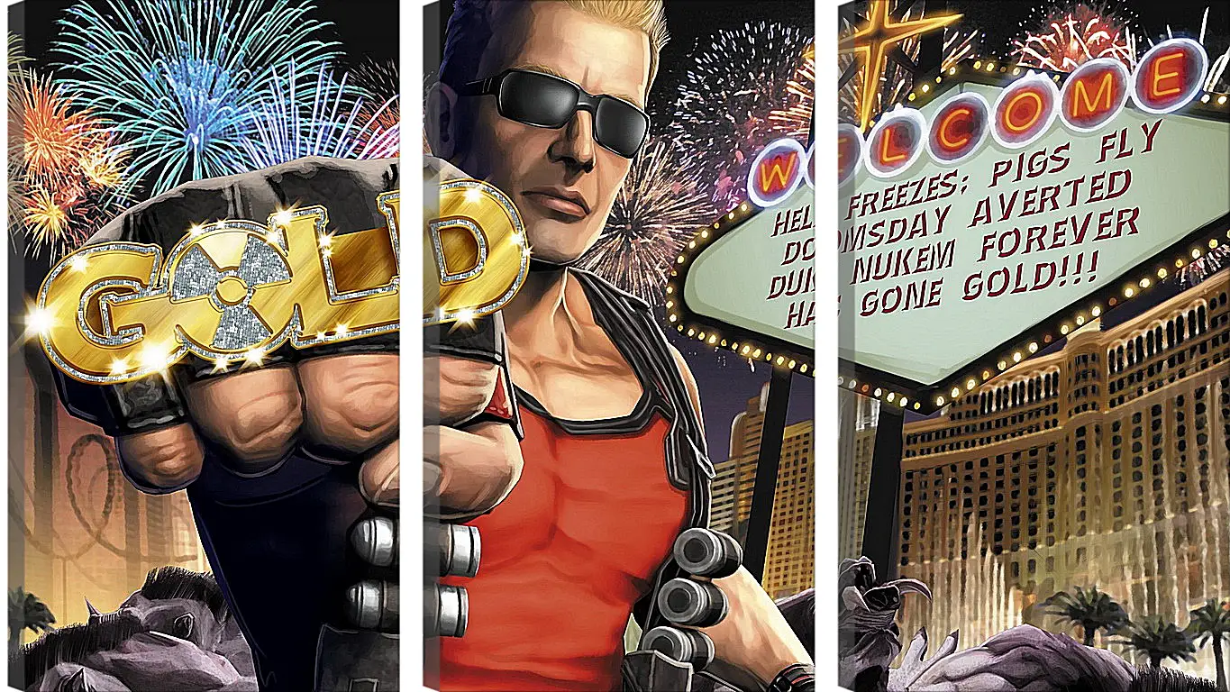 Модульная картина - duke nukem, las vegas, fist
