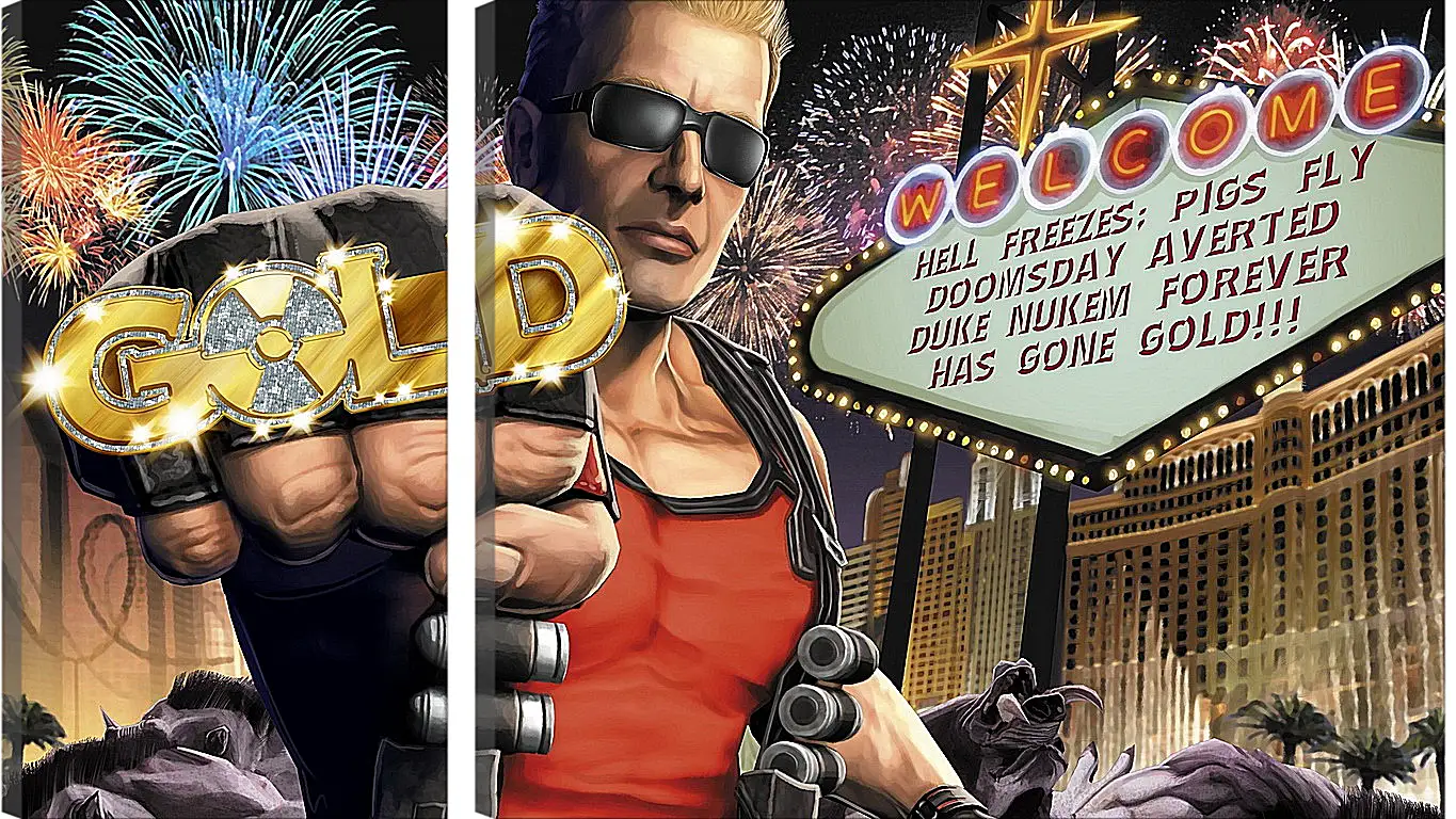 Модульная картина - duke nukem, las vegas, fist
