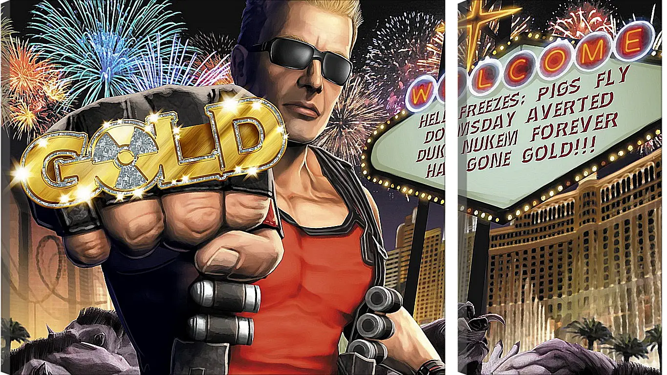 Модульная картина - duke nukem, las vegas, fist
